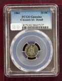 1861 Seated Liberty Half Dime PCGS AU Details