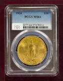 1924 20 Dollar St. Gaudens Double Eagle GOLD PCGS MS64