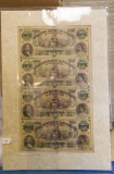 1850's Citizens Bank of Louisiana Uncut Sheet $5-5-5-5