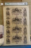 1850's Canal Bank of New Orleans Uncut Sheet $50-50-50-50 PMG CU62