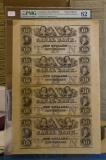 1850's Canal Bank of New Orleans Uncut Sheet $10-10-10-10 PMG CU62