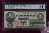 $1 1862 Legal Tender Fr. 16c PMG CU64