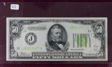 1934 $50 Kansas City FRN Lt Green Seal Low Serial Number