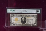 1928 $20 Gold Certificate PMG VF30