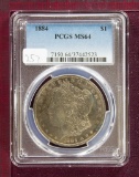 1884 Morgan Dollar PCGS MS 64  Rainbow toning