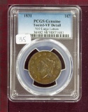 1831 Coronet Large Cent N-9 Large Letters PCGS VF Details