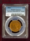 1853 Braided Hair Large Cent PCGS AU Details