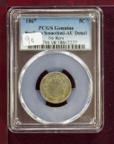 1867 No Rays Shield Nickel PCGS AU Details