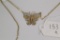 14K Rose, Yellow, White Gold Butterfly Necklace and Pendant