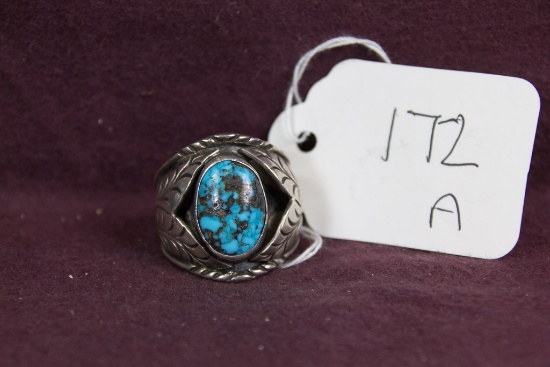 Zuni Signed Sterling Man's Ring JLW