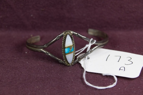 Zuni Sterling bracelet. Signed "C"