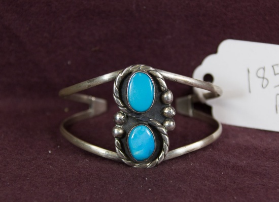 Zuni Signed Sterling Cuff Bracelet