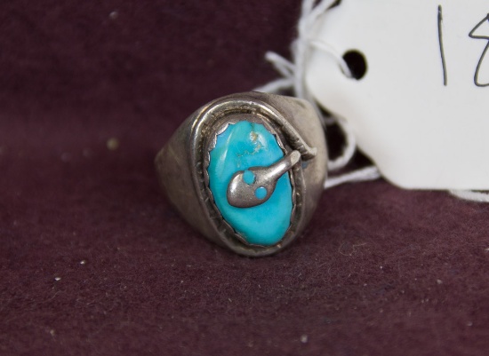 Early Zuni Signed Sterling Snake Ring EFFIE C