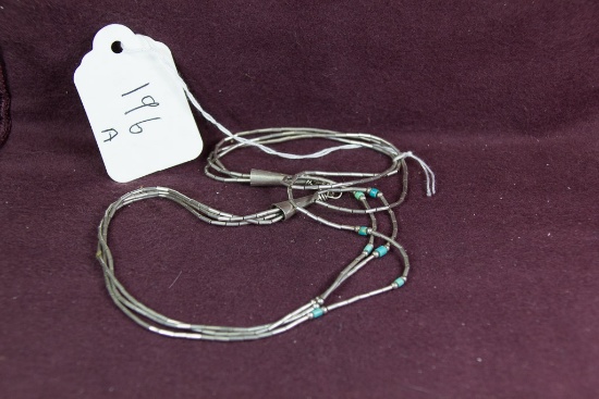 Native American style Sterling and Turquoise Necklace