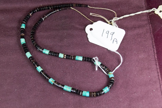 Graduated agate and turquoise necklace