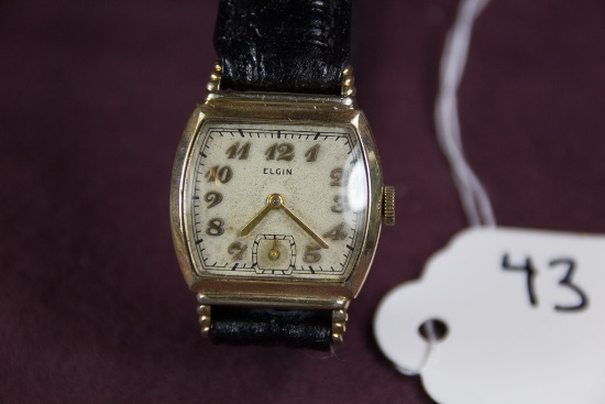 Elgin Wristwatch Art Deco Tonneau Case 15jw