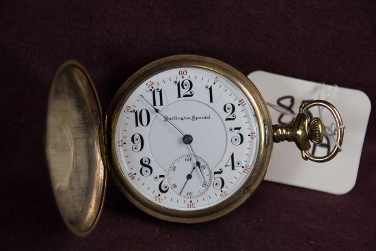 Illinois: Burlington Watch Co. 16sz 19jw Hunter 3 Finger Bridge MASONIC