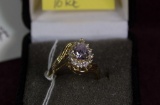 10K Gold and White Topaz Ring-Large size!