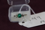 BEAUTIFUL Emerald and Diamond 14K White Gold ring