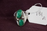 Zuni Signed Sterling Turquoise Man's Ring
