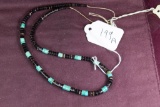 Graduated agate and turquoise necklace