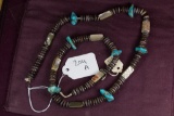 Long heavy beaded necklace- turquoise