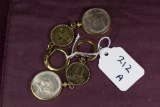 LOT of TWO: Keychains from the Mint Casino in Las Vegas with 1964 Kennedy Halves