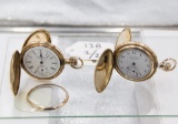 LOT of TWO: Am. Waltham 6z 7jw hunter case watches.