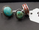 LOT of THREE: Sterling Native American style rings