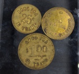 SKIDMORE, MO: SET of 3. Farmer's Union Mercantile 25 Cents, 50 Cents, 1 Dollar