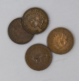 LOT of 4: EF/AU Indian Cents 1883, 90, 92, 92