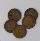 LOT of 5: Nice Indian Cents 1904,05,06,07,08