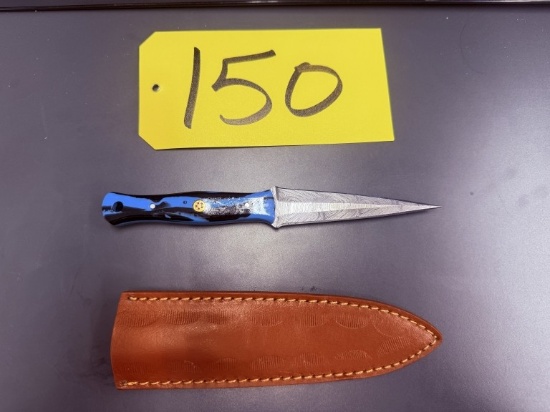 8in Hand Forged Damascus Steel Needle Point Knife