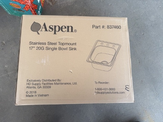 Aspen 17in 20g Single Bowl TopMount Sink