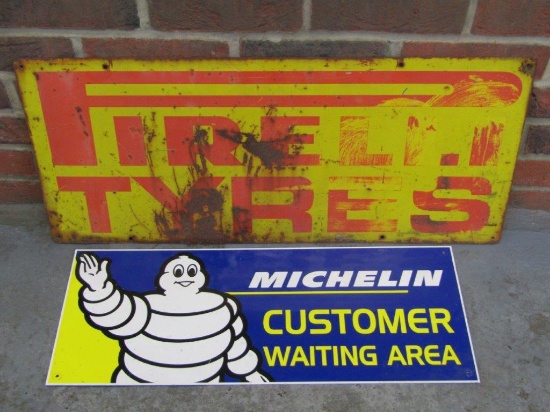 Pirelli Tyres and Michelin Metal Sign