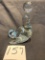 Large Crystal Glass Seal With Ball Paperweight 7 1/2