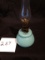 antique Miniature Robin Egg Blue Glass oil lamp