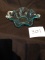 vintage Fenton Art Glass Aqua Marine Dolphin Handled Bon Bon