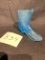 vintage FENTON Celeste Blue High Top Shoe BOOT Daisy & Button pattern 4