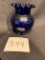 vintage Hand Blown COBALT Blue Ruffled Top round vase 5