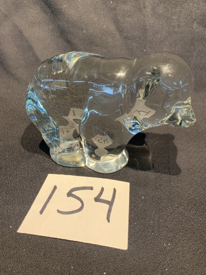 Large 6" Bear Crystal Glass Paperweight