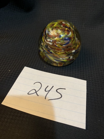 Vintage Art Glass Multi-color Paperweight 2 1/4" Diameter