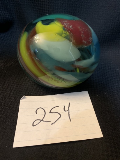 Early 1900s Colorful Art Glass Large Blown Glass Paperweight Incredible Museum Piece! 4" By 3"