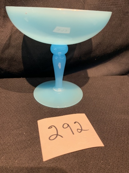 Vetrerie Artistiche MURANO Blue Milk Glass 6" height compote 6" diameter
