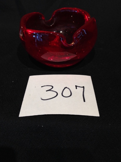 vintage MURANO Art Glass Ruby Red Ash Tray