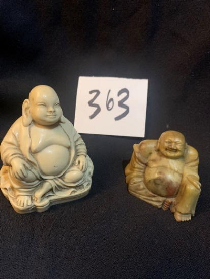 two antique Buddha figures possibly soapstone?  3 1/2" tall and 2 1/4" tall