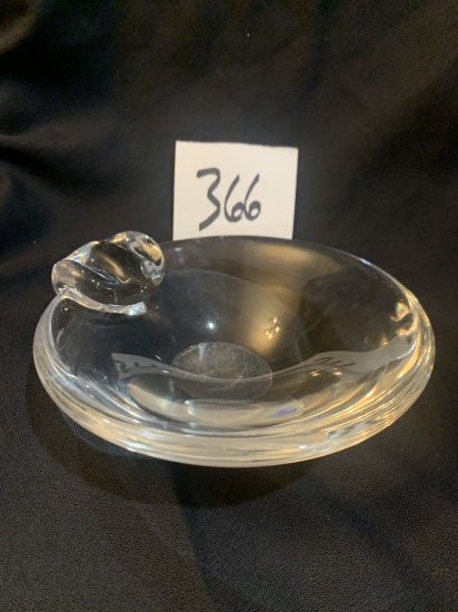 vintage HEAVY Art Glass signed STEUBEN ashtray 7" across
