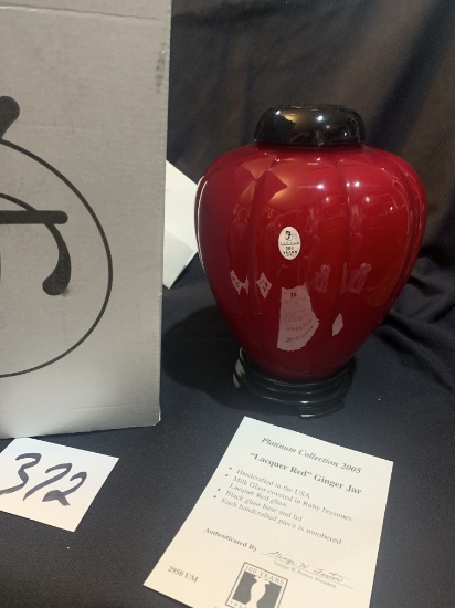 FENTON LACQUER RED Ginger Jar LIMITED 429/2500 new in original FENTON Box!  Platinum Collection 2005