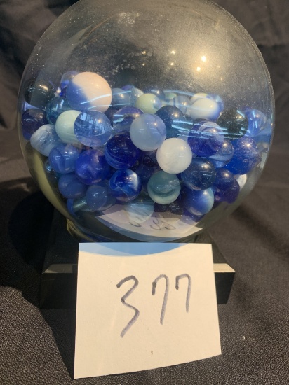 large lot of over 250 vintage marbles found in Estate including glass case