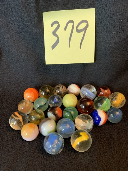 group of 25 vintage marbles large shooters awesome color!